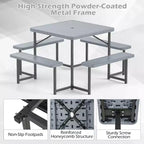 Tavolo da Picnic Costway con Panca per 4-8 Persone con Foro per Ombrellone, Piano in HDPE per Tutte le Stagioni Nero/Grigio/Verde/Bianco