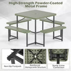 Tavolo da Picnic Costway con Panca per 4-8 Persone con Foro per Ombrellone, Piano in HDPE per Tutte le Stagioni Nero/Grigio/Verde/Bianco