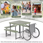 Tavolo da Picnic Costway con Panca per 4-8 Persone con Foro per Ombrellone, Piano in HDPE per Tutte le Stagioni Nero/Grigio/Verde/Bianco