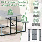 Set tavolo e panche da picnic Costway per 2-4 persone Tavolo da pranzo rettangolare da campeggio per esterni Nero/Grigio/Verde/Bianco