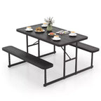 Set tavolo e panche da picnic Costway per 2-4 persone Tavolo da pranzo rettangolare da campeggio per esterni Nero/Grigio/Verde/Bianco