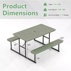 Set tavolo e panche da picnic Costway per 2-4 persone Tavolo da pranzo rettangolare da campeggio per esterni Nero/Grigio/Verde/Bianco