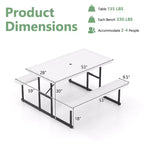 Set tavolo e panche da picnic Costway per 2-4 persone Tavolo da pranzo rettangolare da campeggio per esterni Nero/Grigio/Verde/Bianco