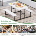 Set tavolo e panche da picnic Costway per 2-4 persone Tavolo da pranzo rettangolare da campeggio per esterni Nero/Grigio/Verde/Bianco