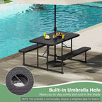 Set tavolo e panche da picnic Costway per 2-4 persone Tavolo da pranzo rettangolare da campeggio per esterni Nero/Grigio/Verde/Bianco
