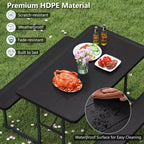 Set tavolo e panche da picnic Costway per 2-4 persone Tavolo da pranzo rettangolare da campeggio per esterni Nero/Grigio/Verde/Bianco