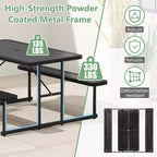 Set tavolo e panche da picnic Costway per 2-4 persone Tavolo da pranzo rettangolare da campeggio per esterni Nero/Grigio/Verde/Bianco