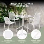 WestinTrends Playa, set da pranzo da esterni di 5 pezzi con tavolo quadrato in resina e moderne sedie impilabili