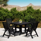 WestinTrends Malibu Set da Pranzo da Esterno Quadrato a 5 Pezzi in HDPE con Sedie Pieghevoli, Bianco