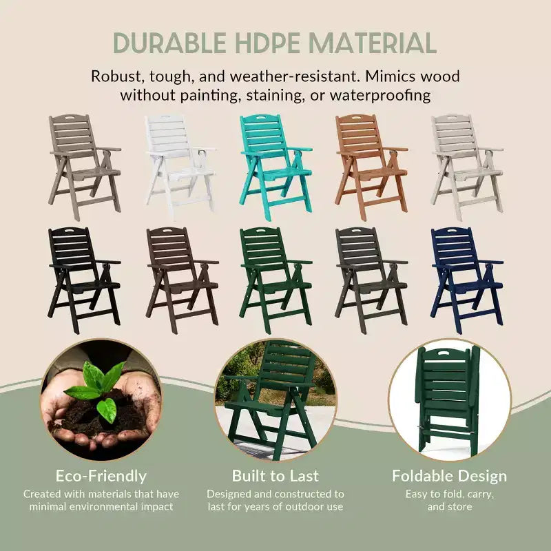 WestinTrends Malibu Set da Pranzo da Esterno Quadrato a 5 Pezzi in HDPE con Sedie Pieghevoli, Bianco