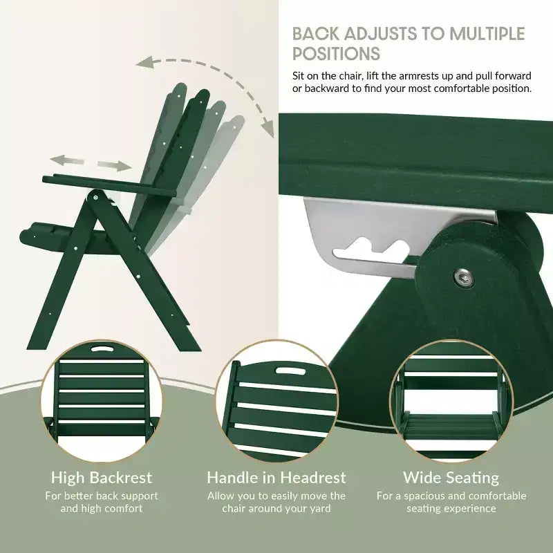 WestinTrends Malibu Set da Pranzo da Esterno Quadrato a 5 Pezzi in HDPE con Sedie Pieghevoli, Bianco