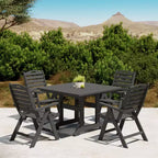 WestinTrends Malibu Set da Pranzo da Esterno Quadrato a 5 Pezzi in HDPE con Sedie Pieghevoli, Bianco