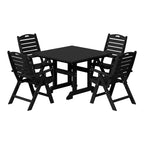 WestinTrends Malibu 5-Piece HDPE Square Patio Dining Table Set with Foldable Chairs, White
