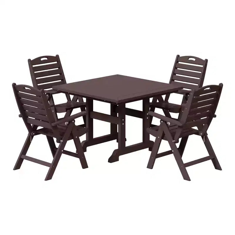 WestinTrends Malibu Ensemble de salle à manger d'extérieur carré 5 pièces en PEHD avec chaises pliantes, blanc