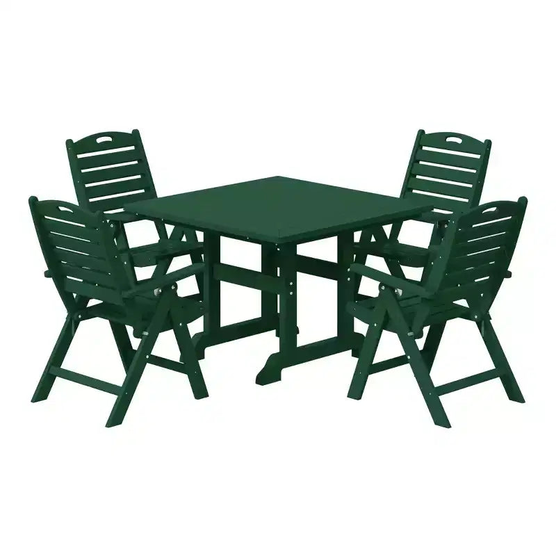 WestinTrends Malibu Ensemble de salle à manger d'extérieur carré 5 pièces en PEHD avec chaises pliantes, blanc