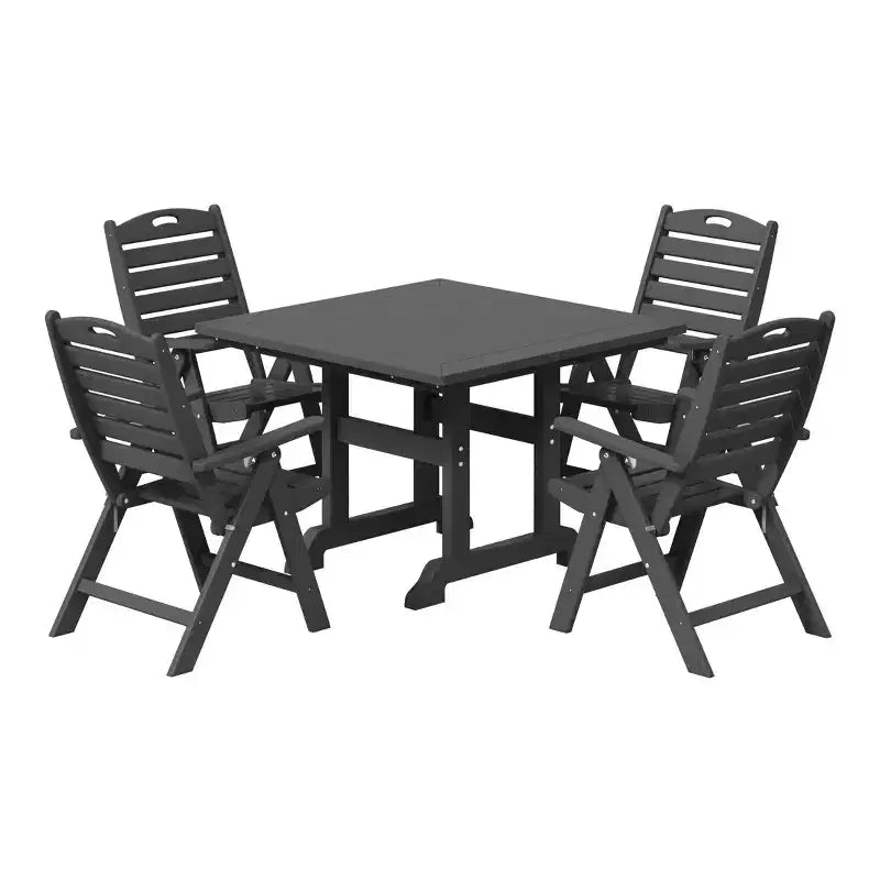 WestinTrends Malibu Ensemble de salle à manger d'extérieur carré 5 pièces en PEHD avec chaises pliantes, blanc
