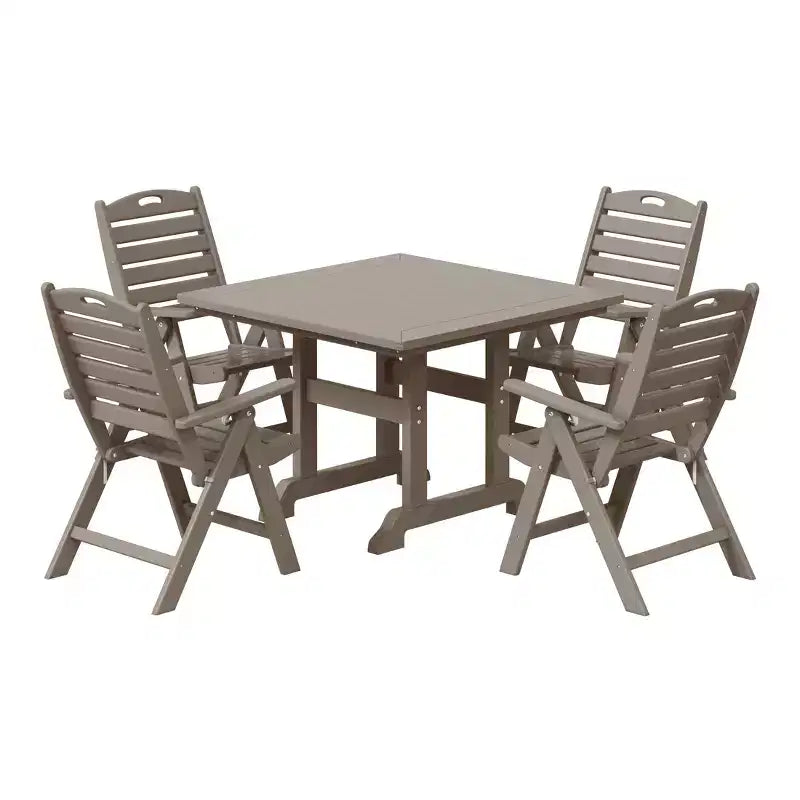WestinTrends Malibu Ensemble de salle à manger d'extérieur carré 5 pièces en PEHD avec chaises pliantes, blanc
