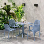 Set da pranzo da esterno moderno quadrato WestinTrends Playa 5 pezzi con sedie da esterno impilabili