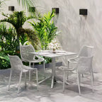 Set da pranzo da esterno moderno quadrato WestinTrends Playa 5 pezzi con sedie da esterno impilabili