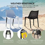 Set da pranzo da esterno moderno quadrato WestinTrends Playa 5 pezzi con sedie da esterno impilabili