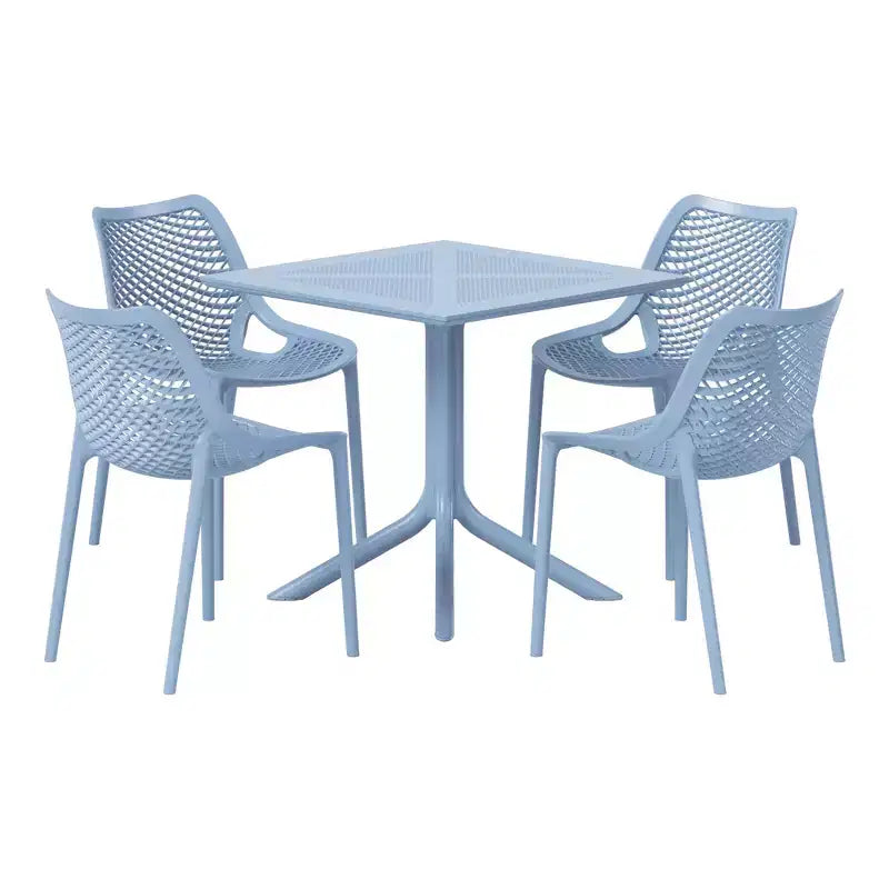 Ensemble de salle à manger d'extérieur carré moderne 5 pièces WestinTrends Playa avec chaises de salle à manger empilables