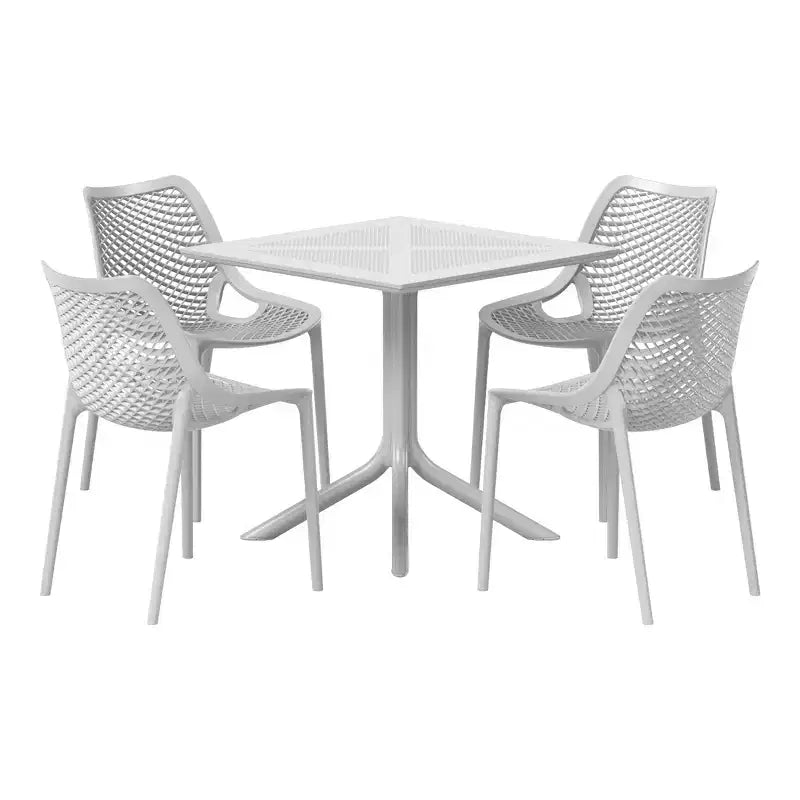 Ensemble de salle à manger d'extérieur carré moderne 5 pièces WestinTrends Playa avec chaises de salle à manger empilables