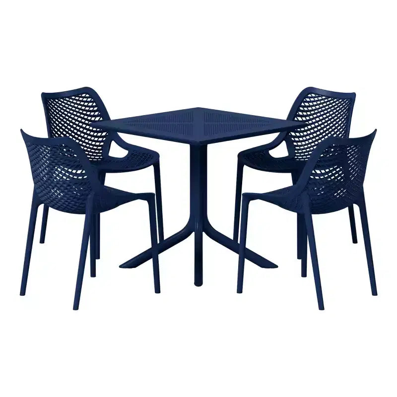 Ensemble de salle à manger d'extérieur carré moderne 5 pièces WestinTrends Playa avec chaises de salle à manger empilables