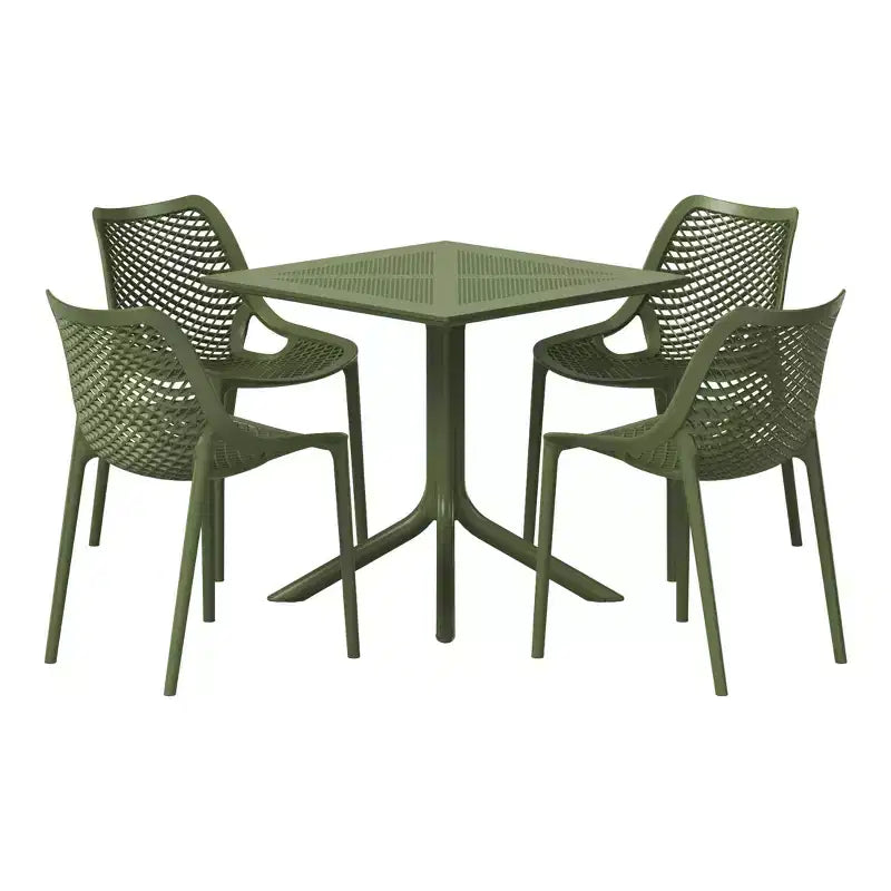 Ensemble de salle à manger d'extérieur carré moderne 5 pièces WestinTrends Playa avec chaises de salle à manger empilables