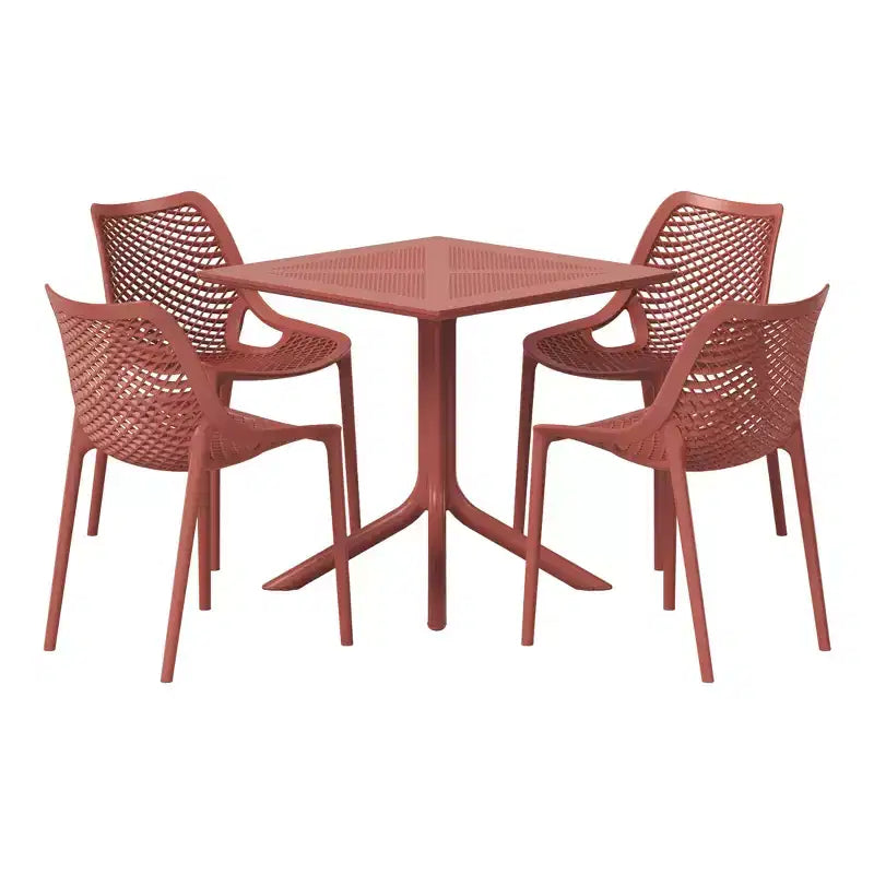 Ensemble de salle à manger d'extérieur carré moderne 5 pièces WestinTrends Playa avec chaises de salle à manger empilables
