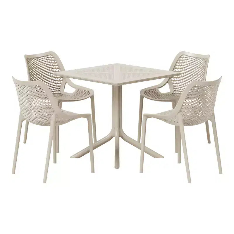 Ensemble de salle à manger d'extérieur carré moderne 5 pièces WestinTrends Playa avec chaises de salle à manger empilables