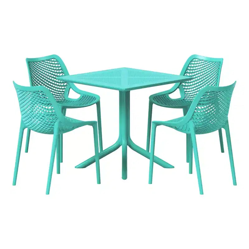 Ensemble de salle à manger d'extérieur carré moderne 5 pièces WestinTrends Playa avec chaises de salle à manger empilables