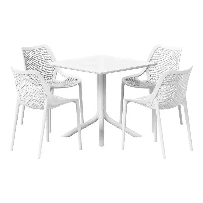 Ensemble de salle à manger d'extérieur carré moderne 5 pièces WestinTrends Playa avec chaises de salle à manger empilables