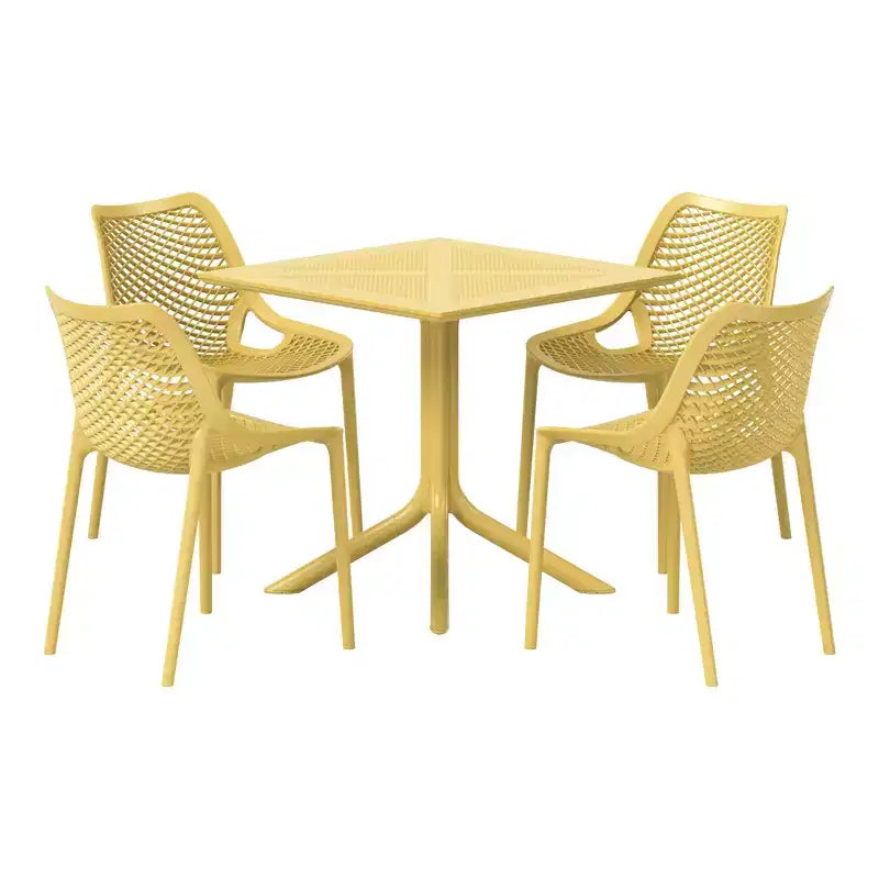 Ensemble de salle à manger d'extérieur carré moderne 5 pièces WestinTrends Playa avec chaises de salle à manger empilables