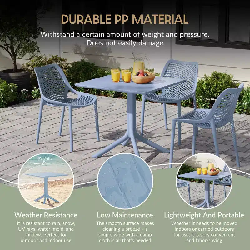 Set da pranzo da esterni WestinTrends Playa Modern da 5 pezzi in resina con sedie da pranzo da esterni impilabili