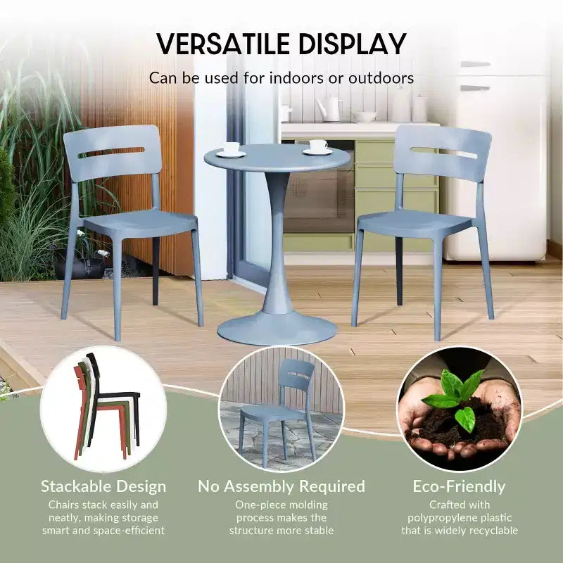 Set da pranzo da esterni WestinTrends Playa Modern da 5 pezzi in resina con sedie da pranzo da esterni impilabili
