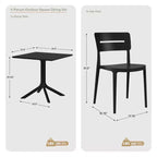 Set da pranzo da esterni WestinTrends Playa Modern da 5 pezzi in resina con sedie da pranzo da esterni impilabili