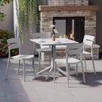Set da pranzo da esterni WestinTrends Playa Modern da 5 pezzi in resina con sedie da pranzo da esterni impilabili