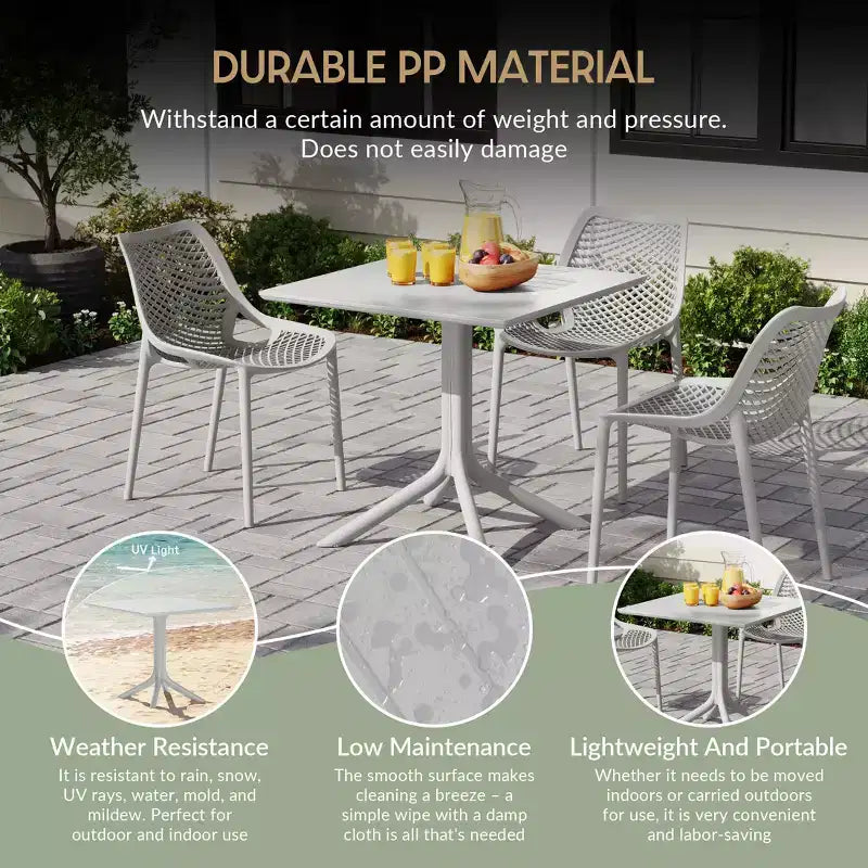 Set da pranzo da esterni WestinTrends Playa Modern da 5 pezzi in resina con sedie da pranzo da esterni impilabili