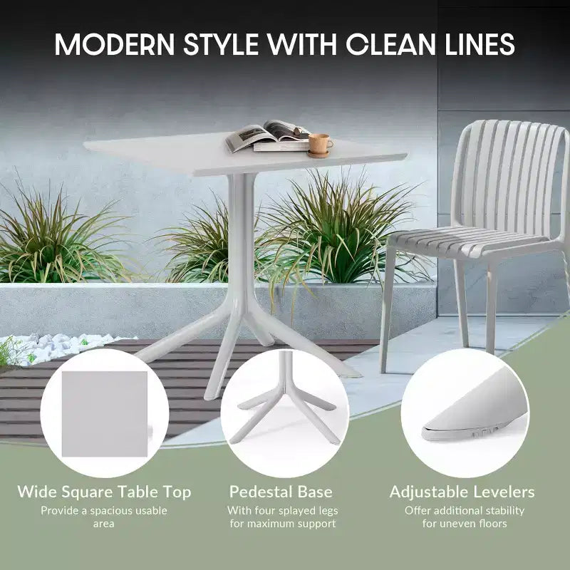 Set da pranzo da esterni WestinTrends Playa Modern da 5 pezzi in resina con sedie da pranzo da esterni impilabili
