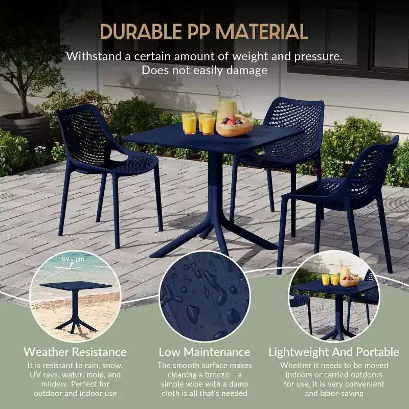 Set da pranzo da esterni WestinTrends Playa Modern da 5 pezzi in resina con sedie da pranzo da esterni impilabili