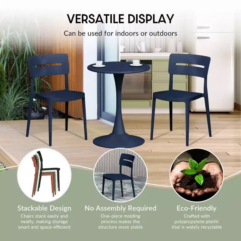 Set da pranzo da esterni WestinTrends Playa Modern da 5 pezzi in resina con sedie da pranzo da esterni impilabili