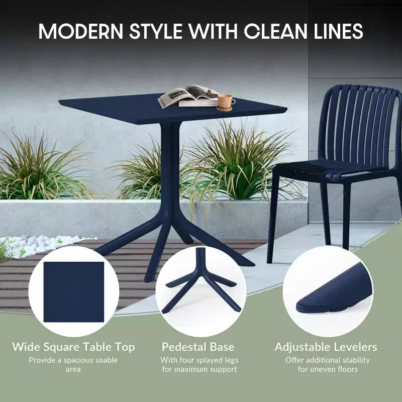 Set da pranzo da esterni WestinTrends Playa Modern da 5 pezzi in resina con sedie da pranzo da esterni impilabili