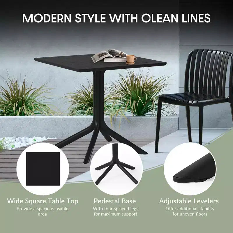 Set da pranzo da esterni WestinTrends Playa Modern da 5 pezzi in resina con sedie da pranzo da esterni impilabili