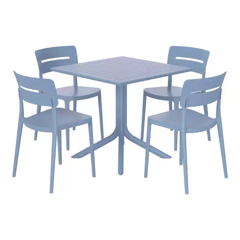 Ensemble table de salle à manger d'extérieur WestinTrends Playa Modern 5 pièces en résine avec chaises empilables
