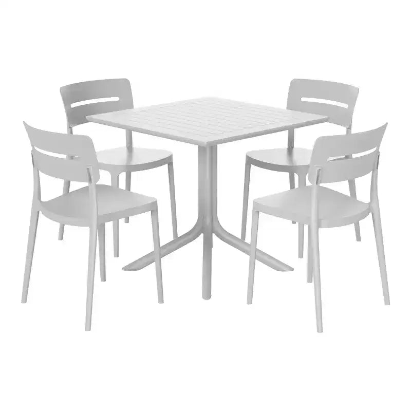 Ensemble table de salle à manger d'extérieur WestinTrends Playa Modern 5 pièces en résine avec chaises empilables