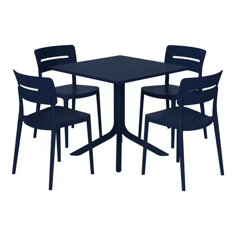 Ensemble table de salle à manger d'extérieur WestinTrends Playa Modern 5 pièces en résine avec chaises empilables