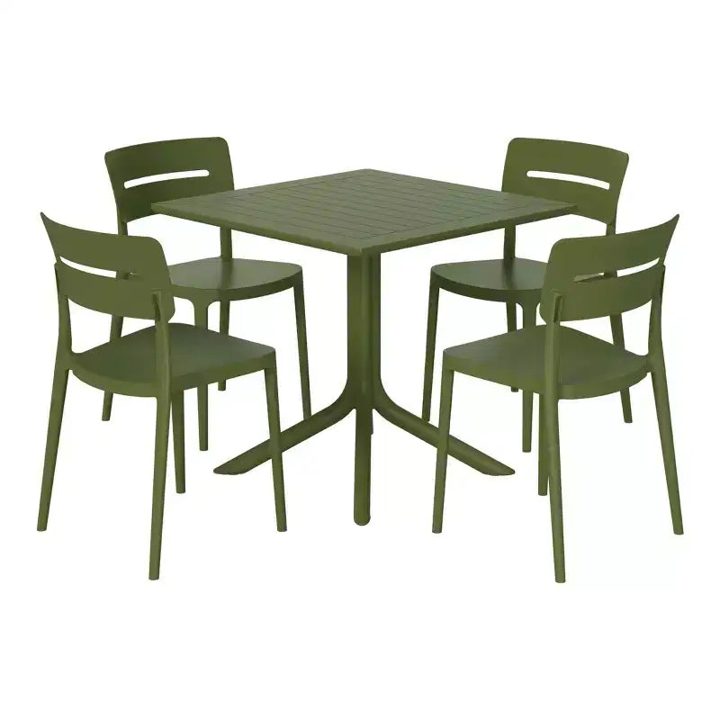 Ensemble table de salle à manger d'extérieur WestinTrends Playa Modern 5 pièces en résine avec chaises empilables