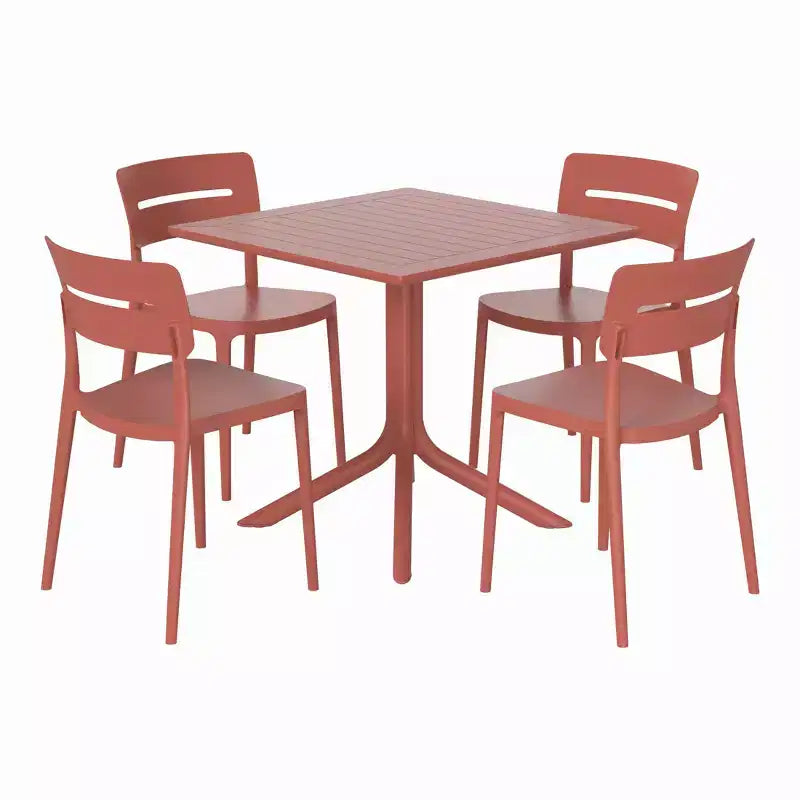 Ensemble table de salle à manger d'extérieur WestinTrends Playa Modern 5 pièces en résine avec chaises empilables