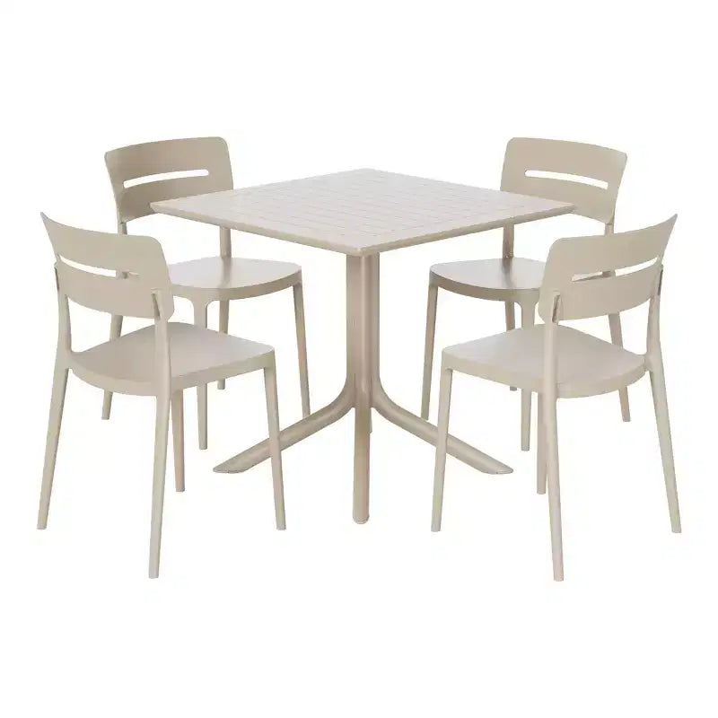 Ensemble table de salle à manger d'extérieur WestinTrends Playa Modern 5 pièces en résine avec chaises empilables