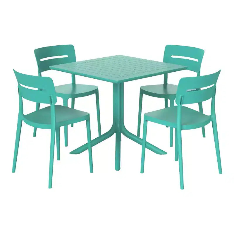 Ensemble table de salle à manger d'extérieur WestinTrends Playa Modern 5 pièces en résine avec chaises empilables
